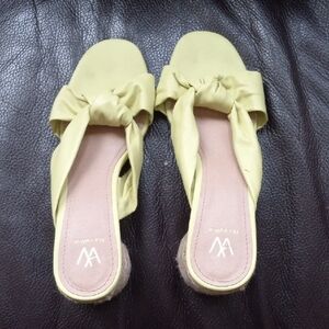 Lime Green Bow Slip-On Mules